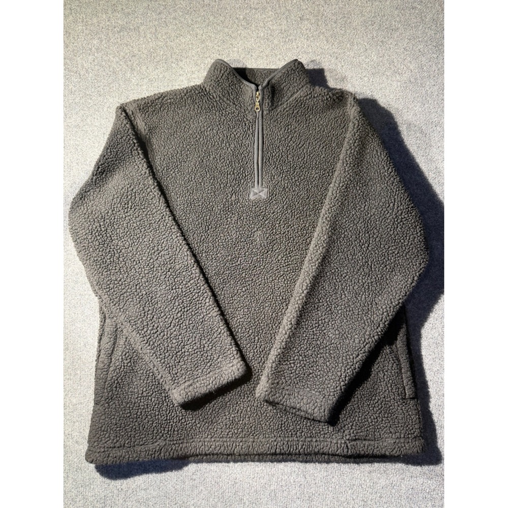 Cherokee Fleece Pullover Mens Large Gray Excellent Quarter Zip Sherpa Jacket
